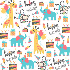 Seamless birthday pattern. Vector illustration