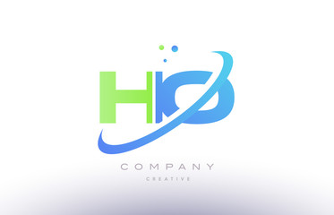 ho h o alphabet green blue swoosh letter logo icon design