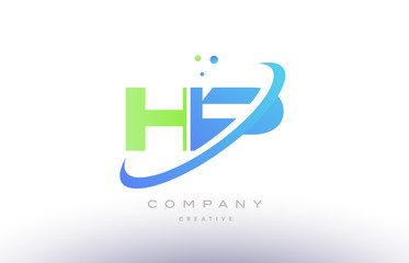 hp h p alphabet green blue swoosh letter logo icon design