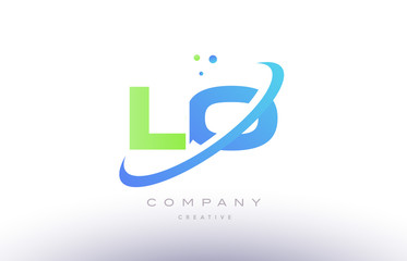 lo l o alphabet green blue swoosh letter logo icon design