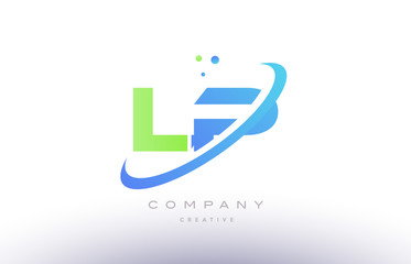 lp l p alphabet green blue swoosh letter logo icon design
