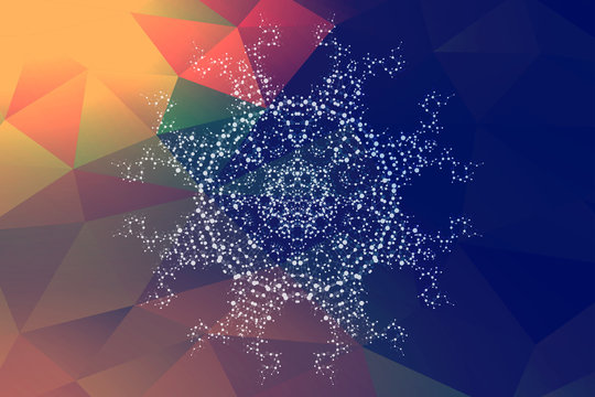 Geometric abstract background with connected line and dots. Scientific concept for your design. Vector illustration