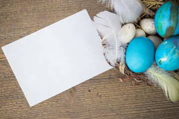 Wielkanoc-życzenia, kartka z pisankami