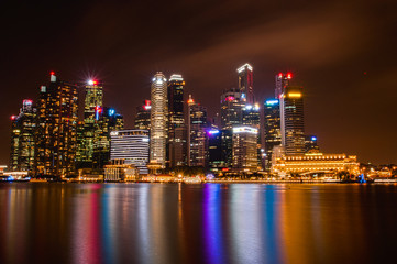 Fototapeta na wymiar Singapore cityscape at night, Central Business District, Marina Bay 