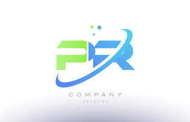pr p r alphabet green blue swoosh letter logo icon design
