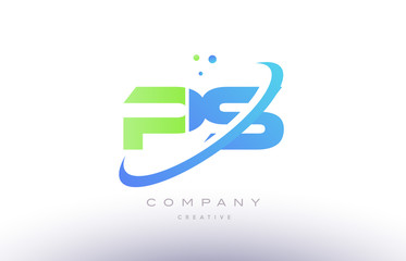 ps p s alphabet green blue swoosh letter logo icon design