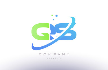 qs q s alphabet green blue swoosh letter logo icon design
