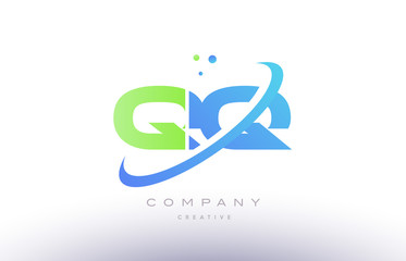qq q q alphabet green blue swoosh letter logo icon design