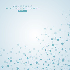 Structure molecule and communication. Dna, atom, neurons. Scientific concept for your design. Connected lines with dots. Medical, technology, chemistry, science background. Vector illustration.