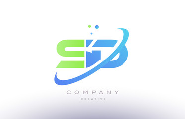 sd s d alphabet green blue swoosh letter logo icon design