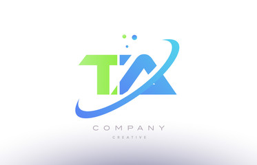 ta t a alphabet green blue swoosh letter logo icon design