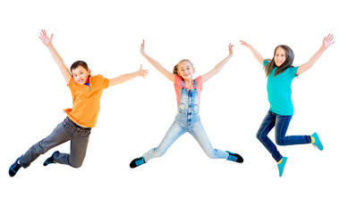 Fototapeta na wymiar Happy kids jumping