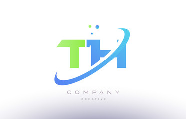 th t h alphabet green blue swoosh letter logo icon design © dragomirescu