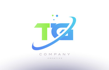 tg t g alphabet green blue swoosh letter logo icon design
