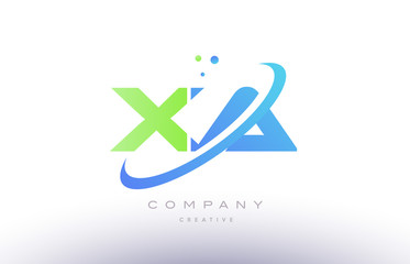xa x a alphabet green blue swoosh letter logo icon design