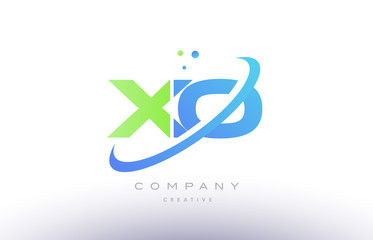 xo x o alphabet green blue swoosh letter logo icon design