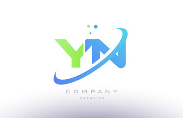 yn y n alphabet green blue swoosh letter logo icon design - obrazy, fototapety, plakaty