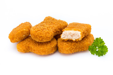 Nugget chiken on the white background.