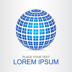 Logo stylized spherical surface with abstract shapes