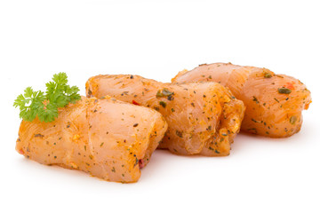 Chiken meat rolls isolated on the white background.