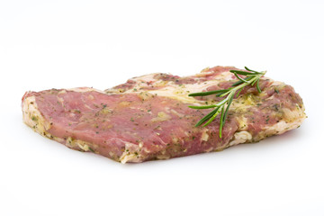 Pork chop, marinated. Isolated on the white background.