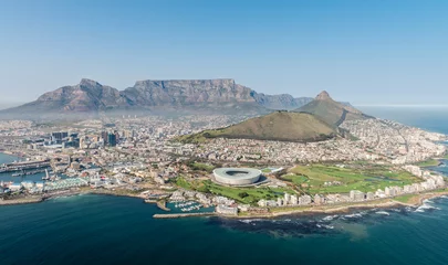 Tableaux ronds sur aluminium Montagne de la Table Cape Town, South Africa (aerial view)