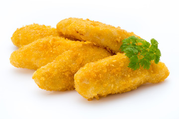 Nugget chiken on the white background.