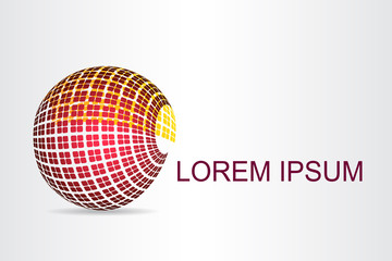 Logo stylized spherical surface with abstract shapes