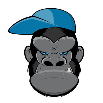 angry gorilla with a cap