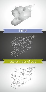Syria collection of vector design modern maps, gray and black and silver dot contour mosaic 3d map