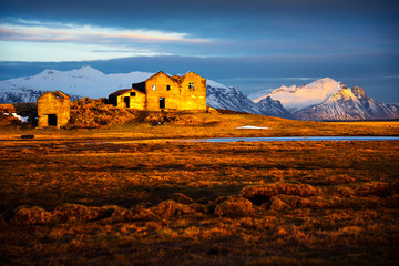 Sunset, Mountains, Iceland