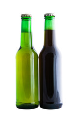 green bottle with beer isolated on white background