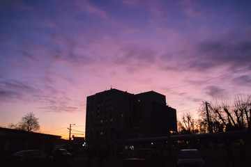 silhouette of building at evening