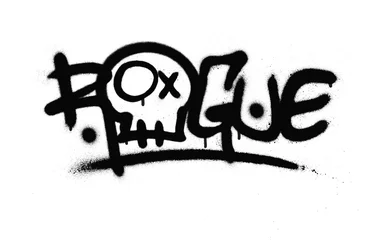 Fotobehang Graffiti met graffiti gespoten rogue-tag in zwart op wit
