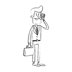 businessman making cellphone call icon image vector illustration design 