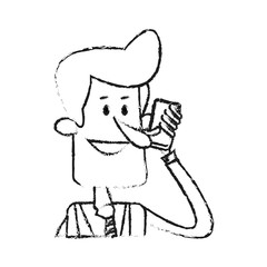 businessman making cellphone call icon image vector illustration design 