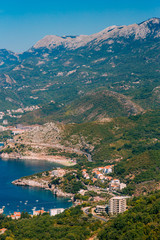 Fototapeta na wymiar The Budva Riviera in Montenegro. Sea coast of Montenegro.