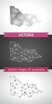 Victoria collection of vector design modern maps, gray and black and silver dot contour mosaic 3d map