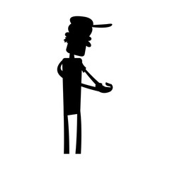 man holding cellphone cartoon icon image vector illustration design  black silhouette
