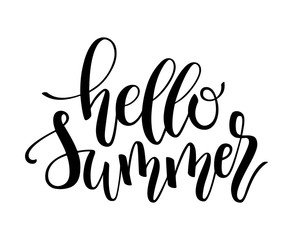 Hello Summer brush and ink hand lettering design element. - 145095923