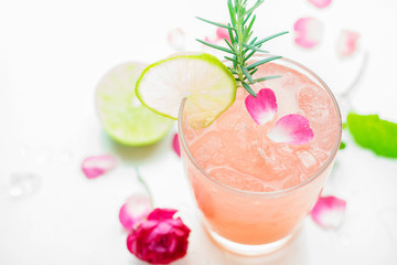Refreshing summer drink with Strawberry in glasses