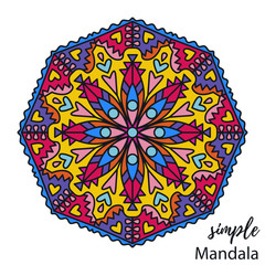 Asian oriental indian ornamental mandala colorful vector for coloring page