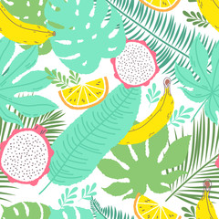 Tropical summer seamless background with bananas