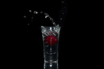 Water splash in glass