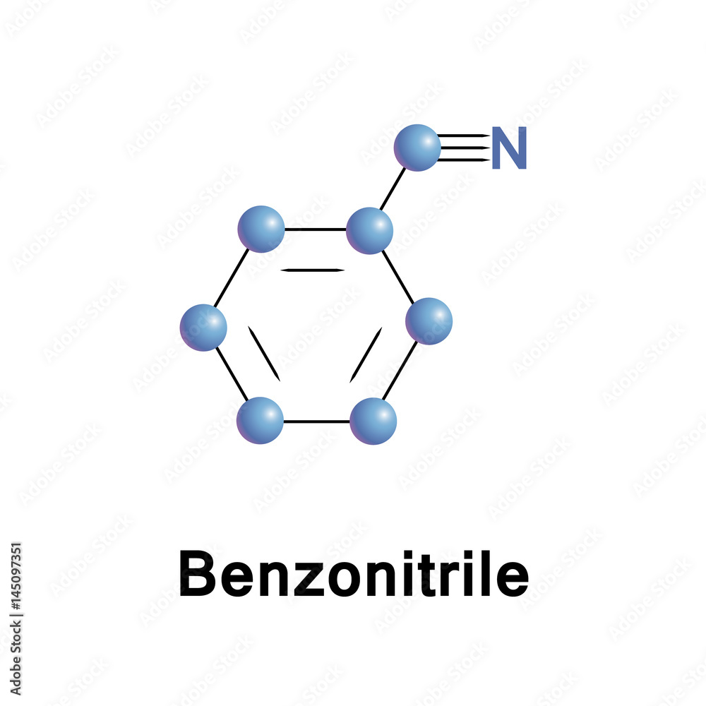 Sticker Benzonitrile is the chemical compound with the formula C6H5CN, abbreviated PhCN. This aromatic organic compound is mainly used as a precursor to the resin benzoguanamine