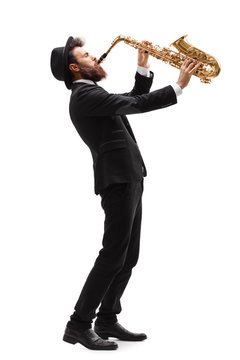 Man playing on a saxophone