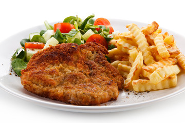 Fried pork chop with potatoes