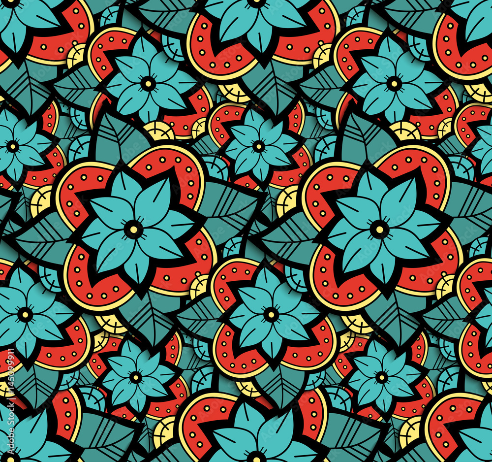 Poster seamless color flower pattern