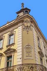 Fototapeta na wymiar Stone facade on classical building. Belgrade, Serbia