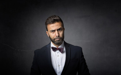 elegant man doubts face